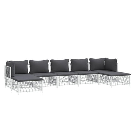Loungegrupp 7 delar med dynor vit stål