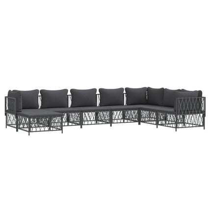 Loungegrupp 8 delar med dynor antracit steel