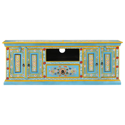 Tv-bänk blå 110x30x40 cm massivt mangoträ