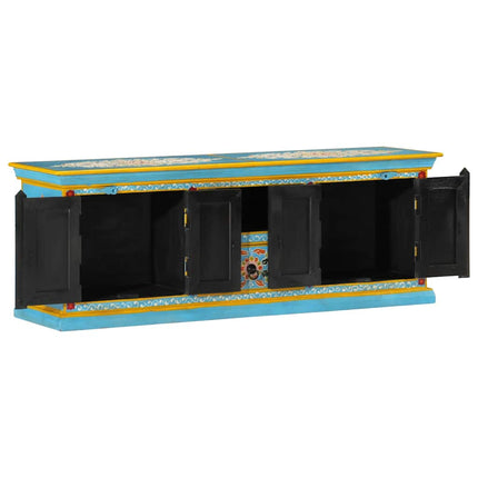 Tv-bänk blå 110x30x40 cm massivt mangoträ