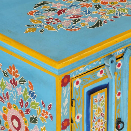 Tv-bänk blå 110x30x40 cm massivt mangoträ
