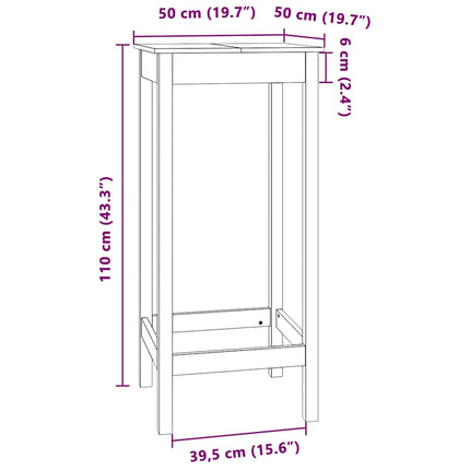 Barbord 50x50x110 cm massiv furu