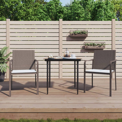 Matgrupp för trädgården 3 delar med dynor konstrotting & stål