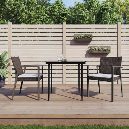 Matgrupp för trädgården med dynor 3 delar konstrotting & stål