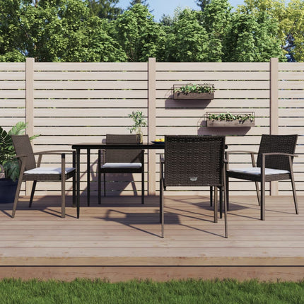 Matgrupp för trädgården med dynor 5 delar konstrottning & stål