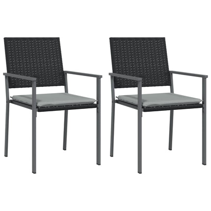 Matgrupp för trädgården 3 delar med dynor konstrotting & stål