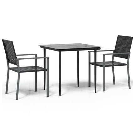 Matgrupp för trädgården 3 delar konstrotting & stål