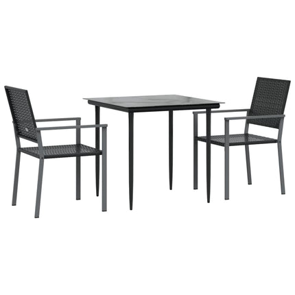 Matgrupp för trädgården 3 delar konstrotting & stål