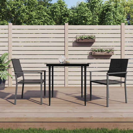 Matgrupp för trädgården 3 delar konstrotting & stål