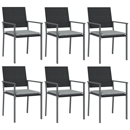 Matgrupp för trädgården med dynor 7 delar konstrotting & stål