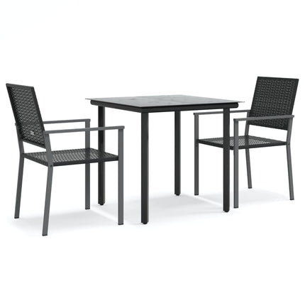 Matgrupp för trädgården 3 delar konstrotting & stål