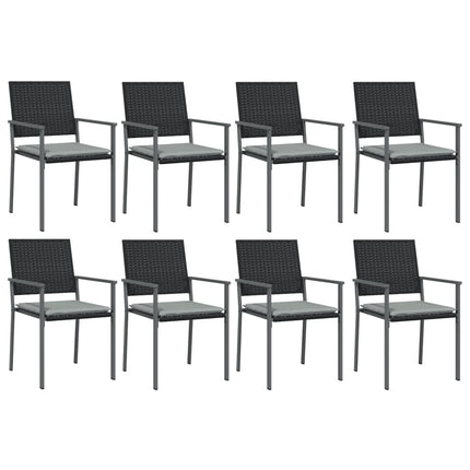 Matgrupp för trädgården med dynor 9 delar konstrotting & stål