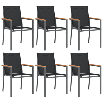 Matgrupp för trädgården 7 delar svart textilen och stål