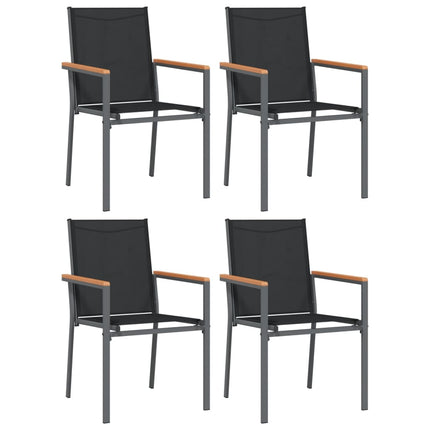 Matgrupp för trädgården 5 delar svart textilen och stål