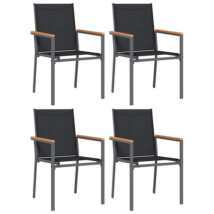 Matgrupp för trädgården 5 delar svart textilen och stål