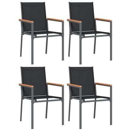 Matgrupp för trädgården 5 delar svart textilen och stål