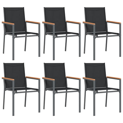 Matgrupp för trädgården 7 delar svart textilen och stål