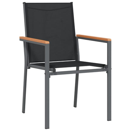 Matgrupp för trädgården 7 delar svart textilen och stål