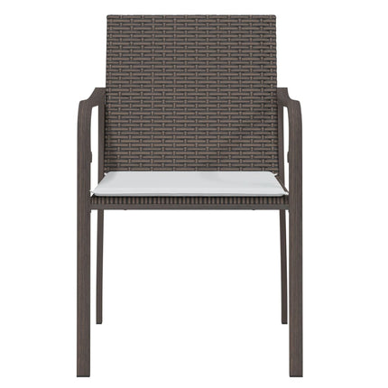 Trädgårdsstolar 4 st med dynor brun 56x59x84 cm konstrotting