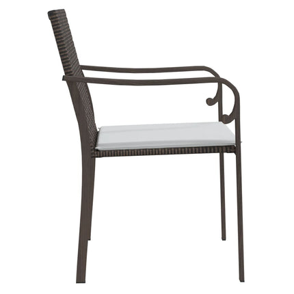 Trädgårdsstolar 4 st med dynor brun 56x59x84 cm konstrotting