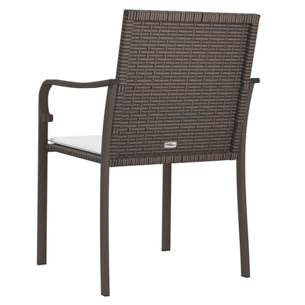 Trädgårdsstolar 4 st med dynor brun 56x59x84 cm konstrotting