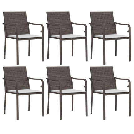 Trädgårdsstolar 6 st med dynor brun 56x59x84 cm konstrotting