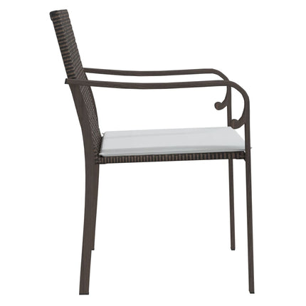 Trädgårdsstolar 6 st med dynor brun 56x59x84 cm konstrotting