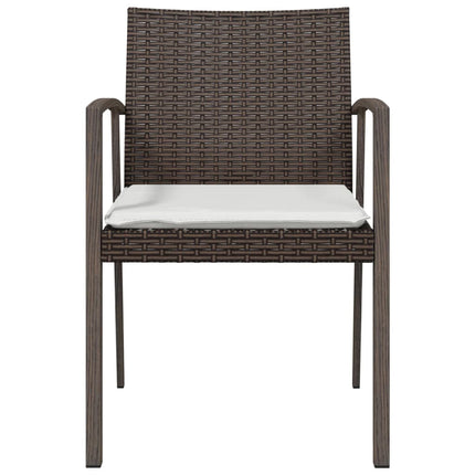 Trädgårdsstolar 6 st med dynor brun 56,5x57x83 cm konstrotting
