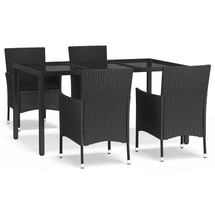 Matgrupp för trädgården med dynor 5 delar svart konstrottning