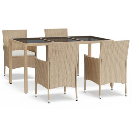 Matgrupp för trädgården med dynor 5 delar beige konstrotting
