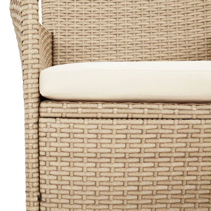 Matgrupp för trädgården med dynor 9 delar beige konstrotting