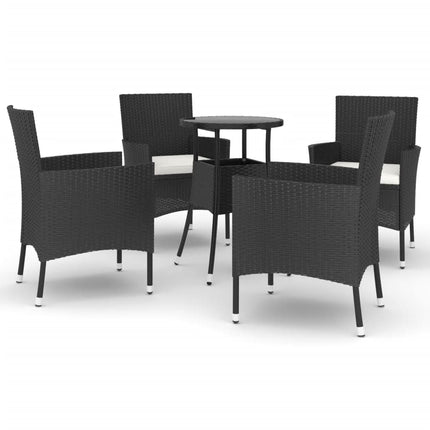 Caféset med dynor 5 delar konstrotting svart