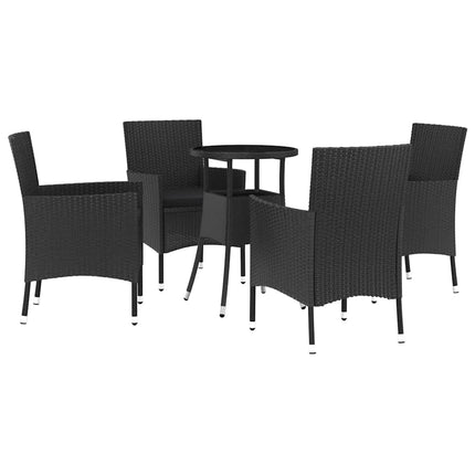 Caféset med dynor 5 delar konstrotting svart