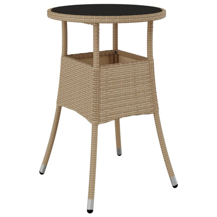 Caféset för trädgården 5 delar med dynor beige konstrotting