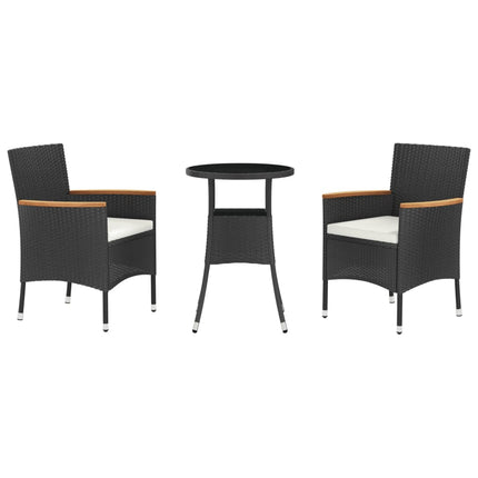 Caféset med dynor 3 delar konstrotting svart