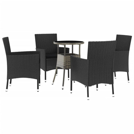 Caféset med dynor 5 delar konstrotting svart