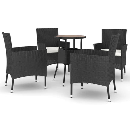 Caféset med dynor 5 delar konstrotting svart