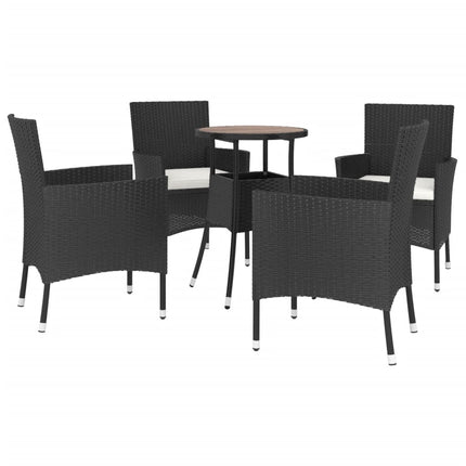 Caféset med dynor 5 delar konstrotting svart