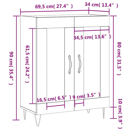 Skänk sonoma-ek 69,5x34x90 cm konstruerat trä