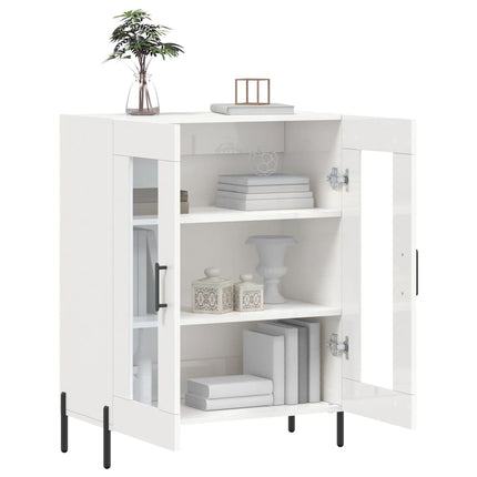 Skänk vit högglans 69,5x34x90 cm konstruerat trä