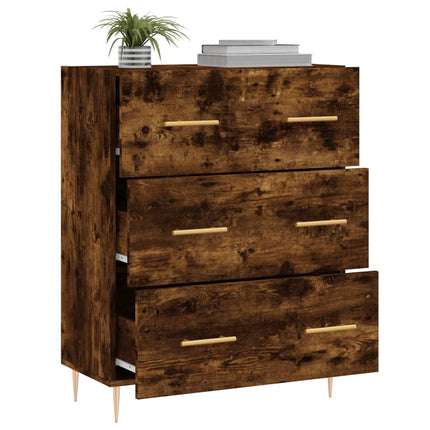 Skänk rökfärgad ek 69,5x34x90 cm konstruerat trä