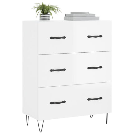 Skänk vit högglans 69,5x34x90 cm konstruerat trä