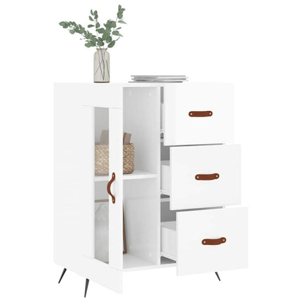 Skänk vit högglans 69,5x34x90 cm konstruerat trä