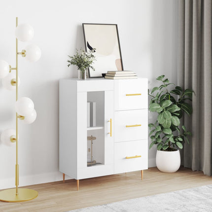 Skänk vit högglans 69,5x34x90 cm konstruerat trä