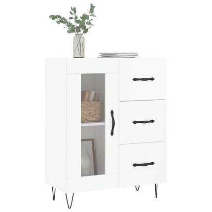 Skänk vit högglans 69,5x34x90 cm konstruerat trä