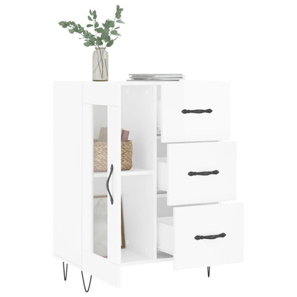 Skänk vit högglans 69,5x34x90 cm konstruerat trä