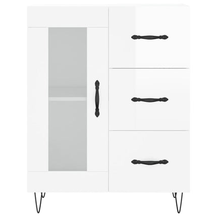 Skänk vit högglans 69,5x34x90 cm konstruerat trä