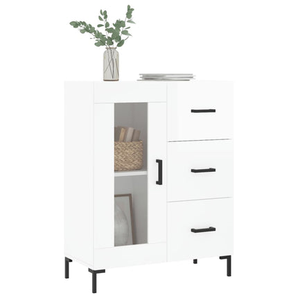 Skänk vit högglans 69,5x34x90 cm konstruerat trä