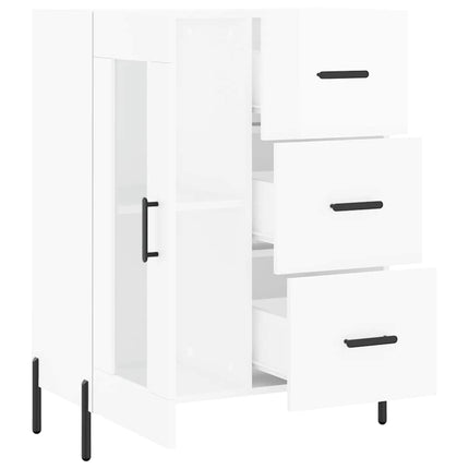 Skänk vit högglans 69,5x34x90 cm konstruerat trä