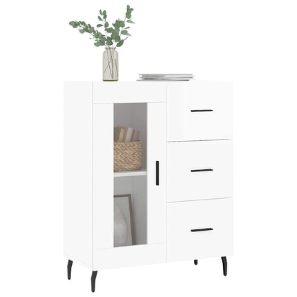 Skänk vit högglans 69,5x34x90 cm konstruerat trä